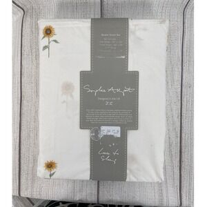 Sophie Allport Sheet Set QUEEN Sunflowers White Floral 100% Cotton 200TC Percale